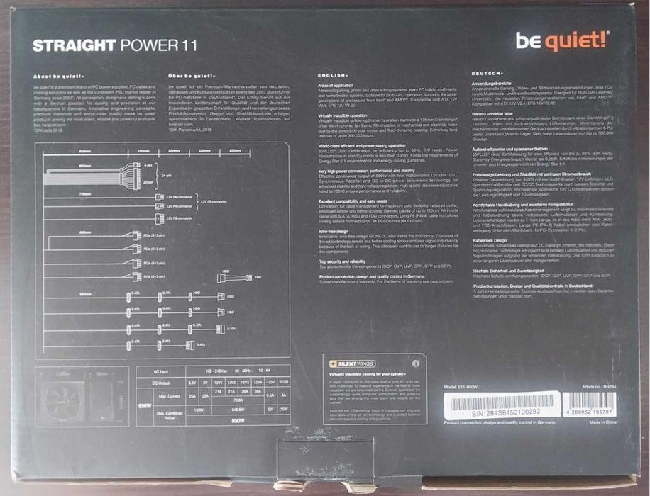 Be Quiet Straight Power 11 850W – Wysoka wydajność, absolutna cisza!