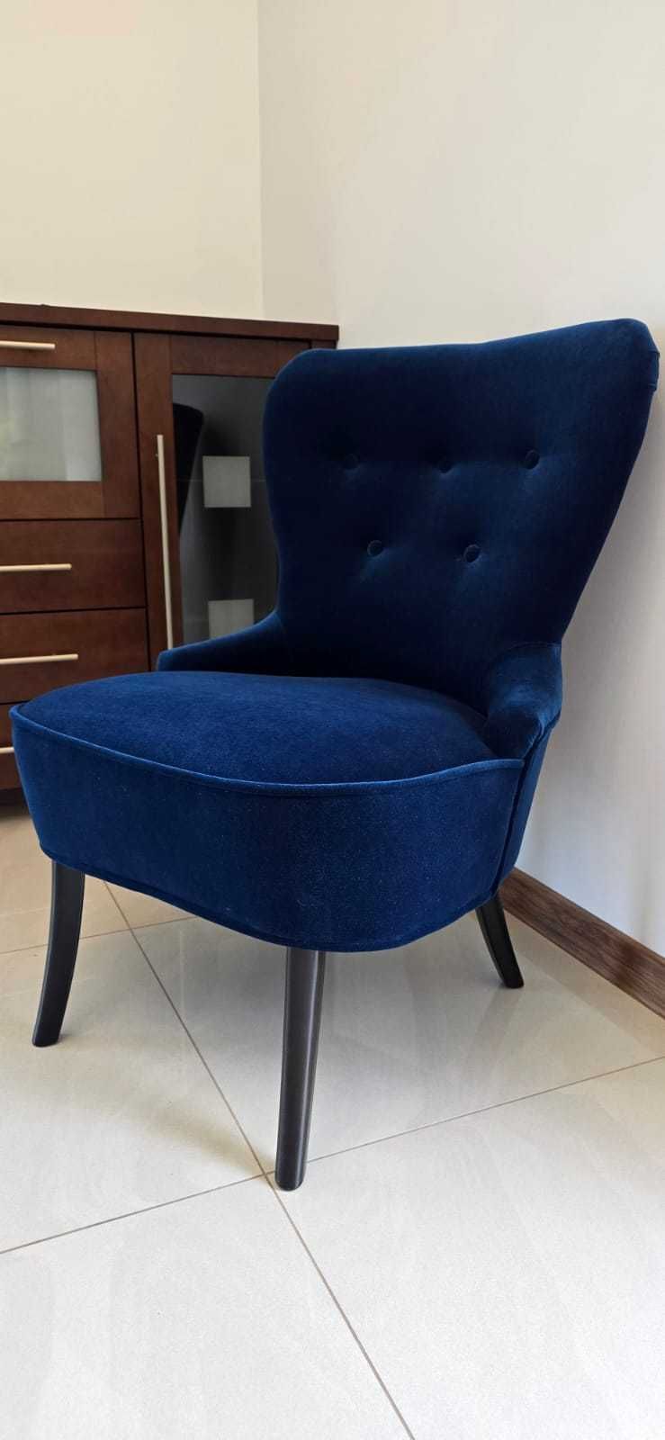 Idealne IKEA REMSTA fotel do salonu welur zielono-niebieski