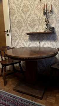 stary dębowy okrągły stół