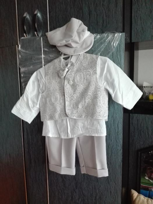 Elegancki strój do chrztu garniturek dla dziecka+buty chrzest dziecko
