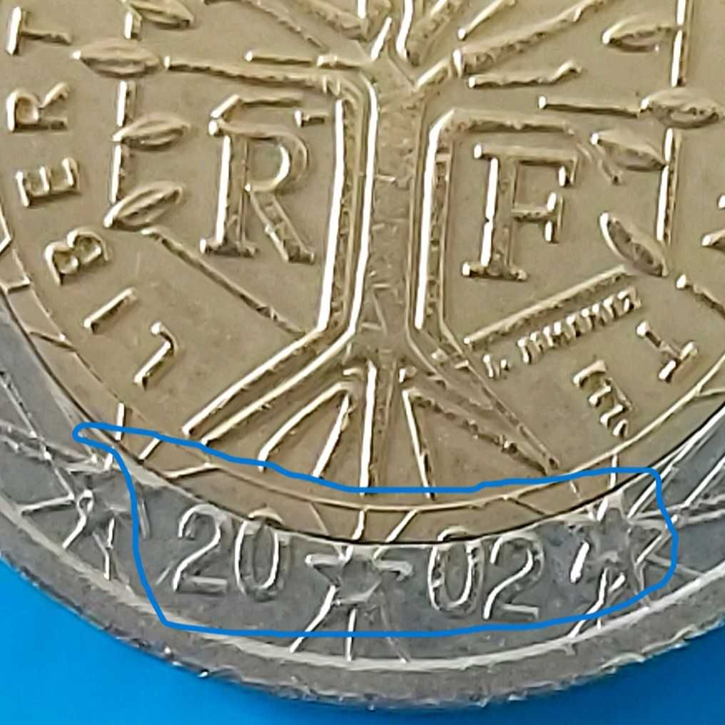2 Euros de 2002 de França com Defeito cunhagem