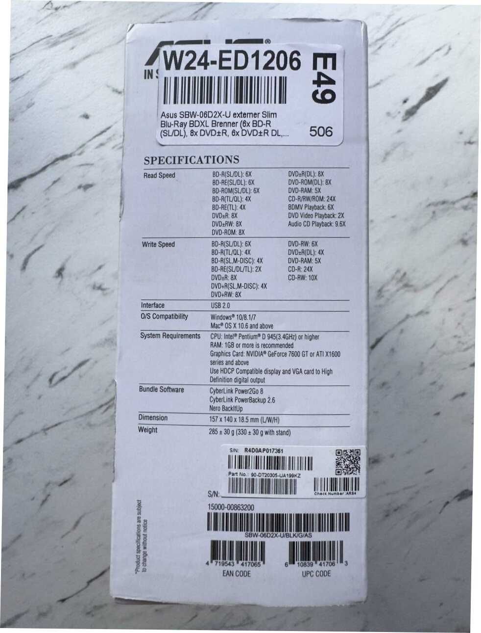 Зовнішній Blu-Ray привід ASUS SBW-06D2X-U