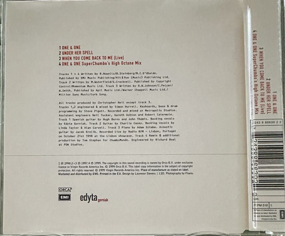 Edyta Górniak - One & One | CD Singiel 4 Track