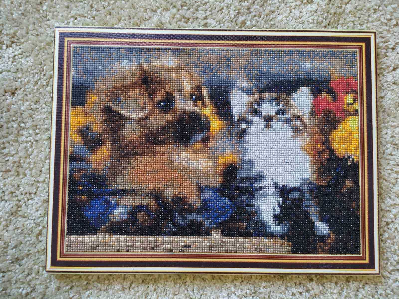 Готова алмазна картина "Собачка і котик"
