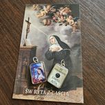 Święta Rita medalion relikwia+obrazek j.polski