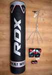 Saco de boxe RDX X1 com luvas e correntes para pendurar