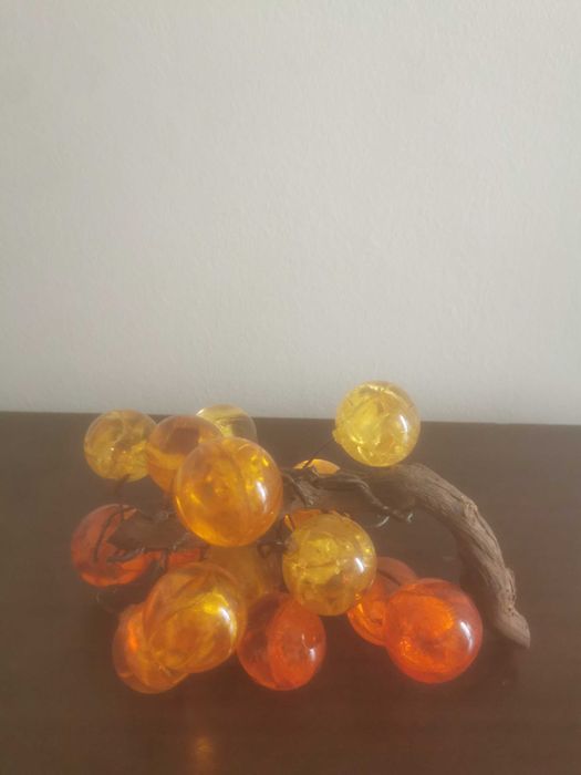 Travessa e cacho de Uvas cores amarelo e laranja  vintage