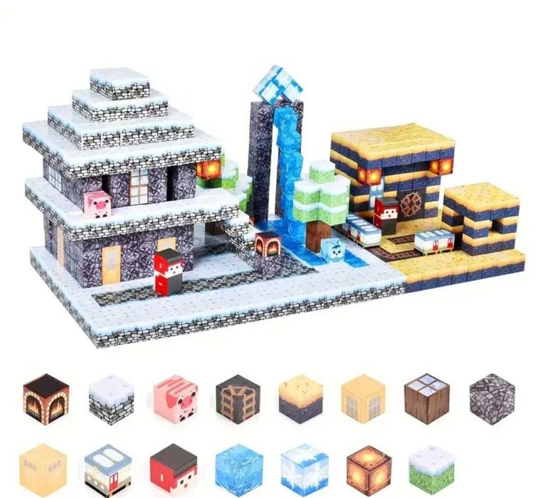 Магнітний конструктор Майнкрафт 100 кубиків minecraft Ліс Замок Сад