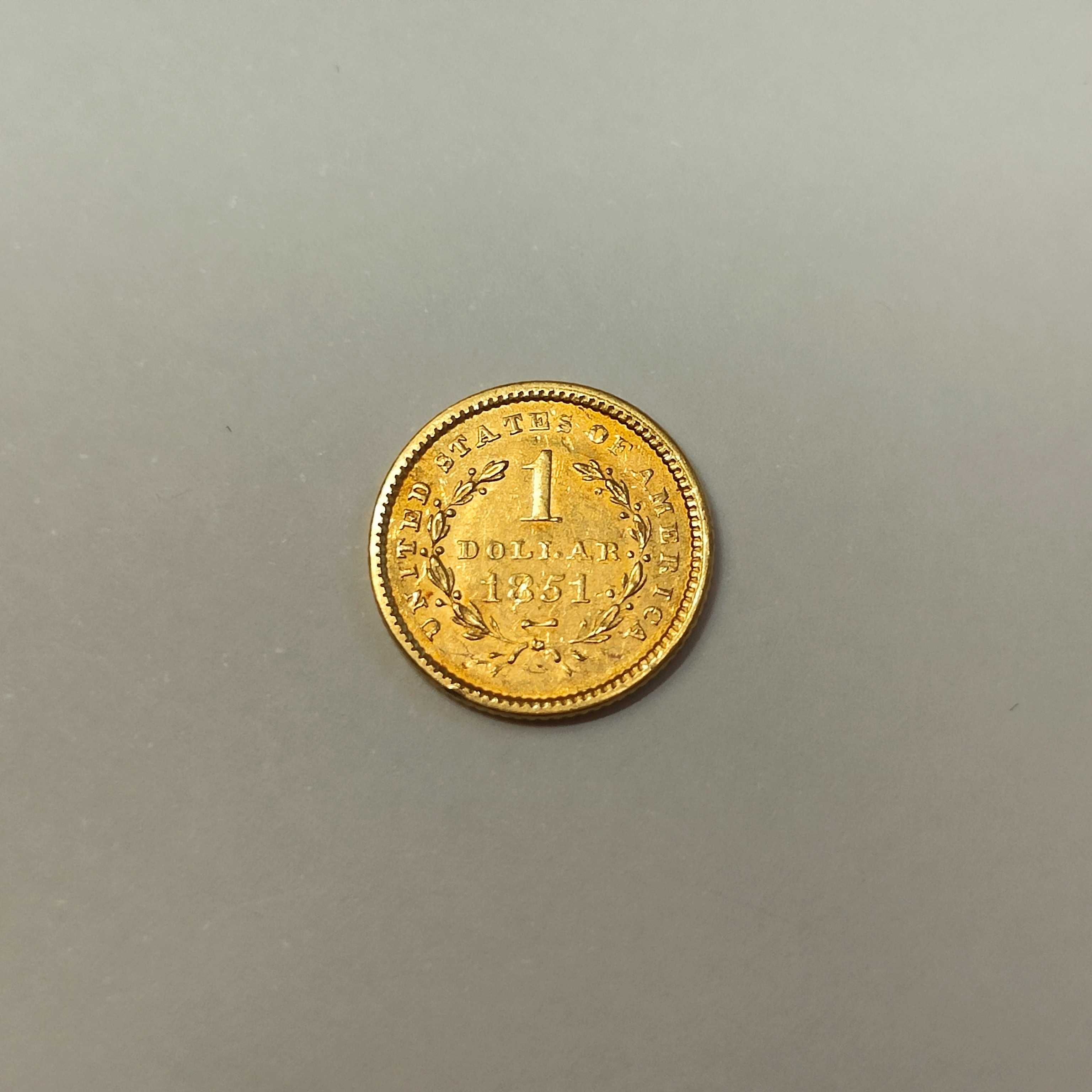 1 доллар 1851 США, Liberty Head, золото