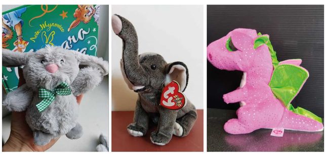Мягкая игрушка TY Розовый дракончик глазастик  кролик колекційний Слон