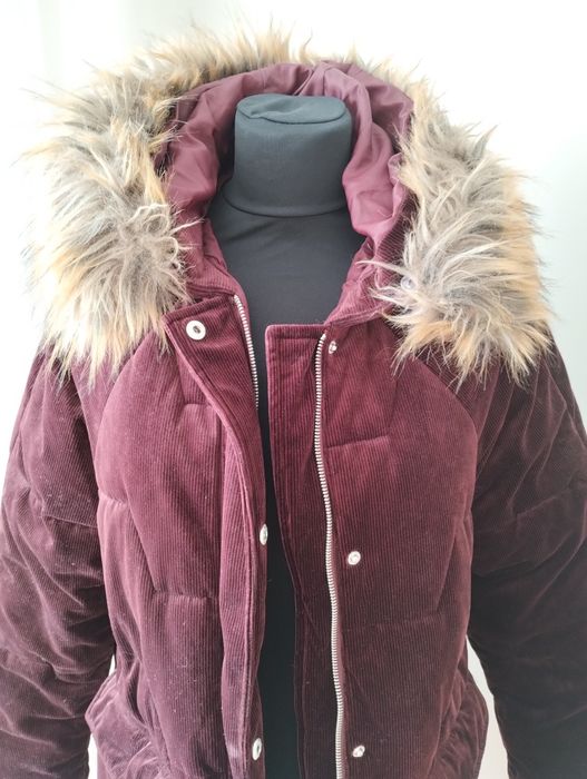 CROPP kurtka zimowa mięciutka aksamitna bardzo ciepła bordowa R 38 M