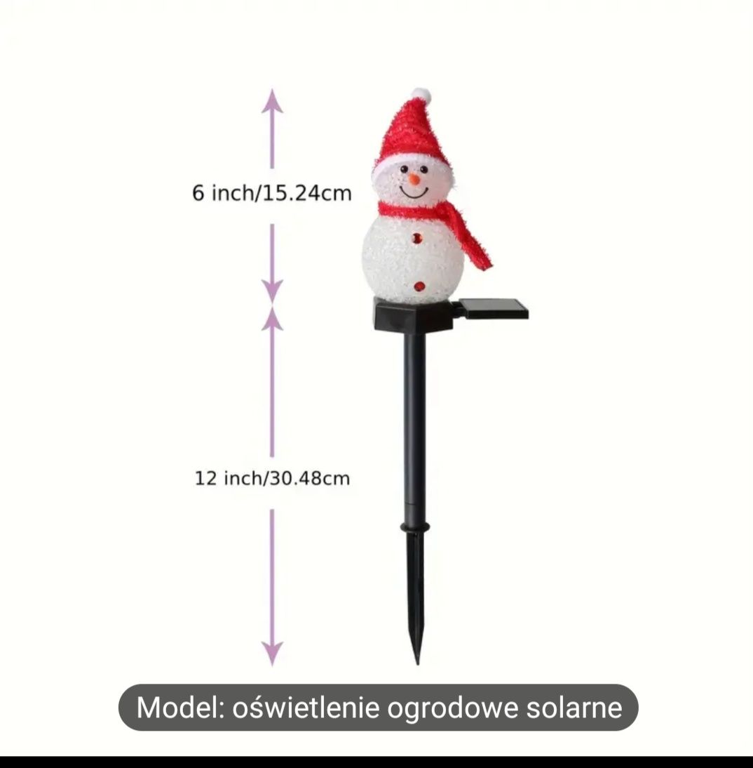 Solarny bałwanek świecący w nocy