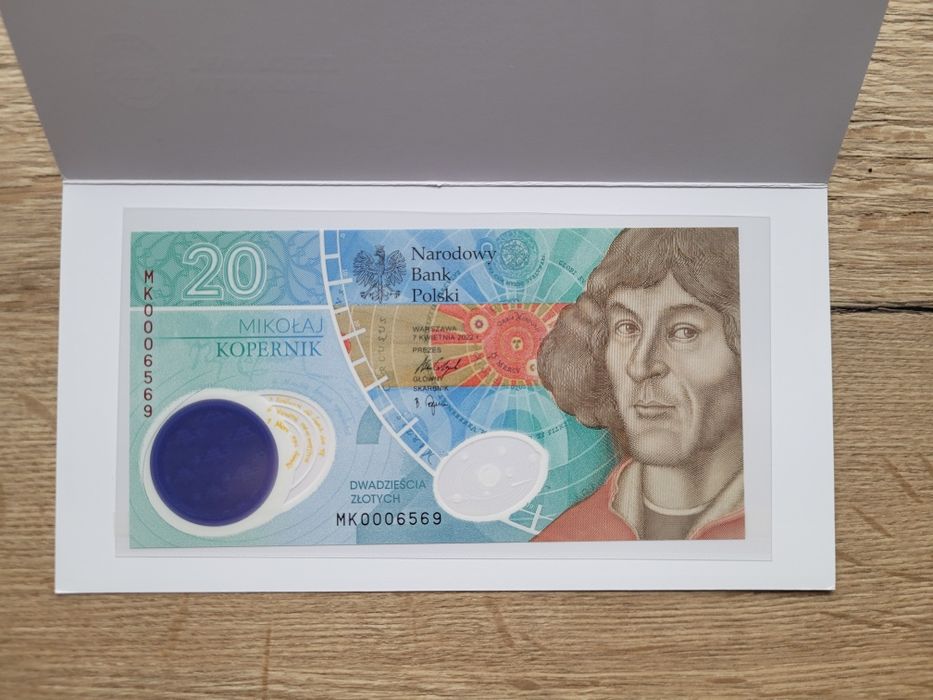 20 zł Mikołaj Kopernik banknot kolekcjonerski  + folder , niski numer