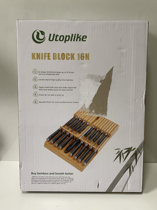 Bambusowy wkład na noże do szuflady Utoplike 16N – organizer 16 noży