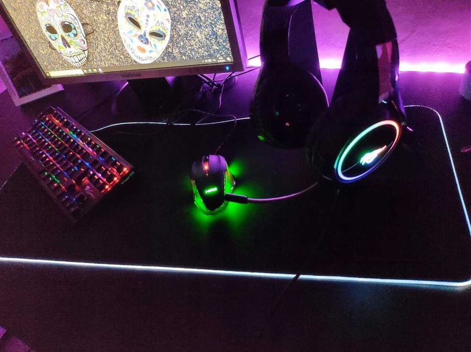 Słuchawki Gamingowe Przewodowe Podświetlane Z Mikrofonem Nauszne