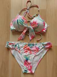 Strój kąpielowy 2 częściowy, bikini, biały w kwiaty, Ardene, Rio, r. S