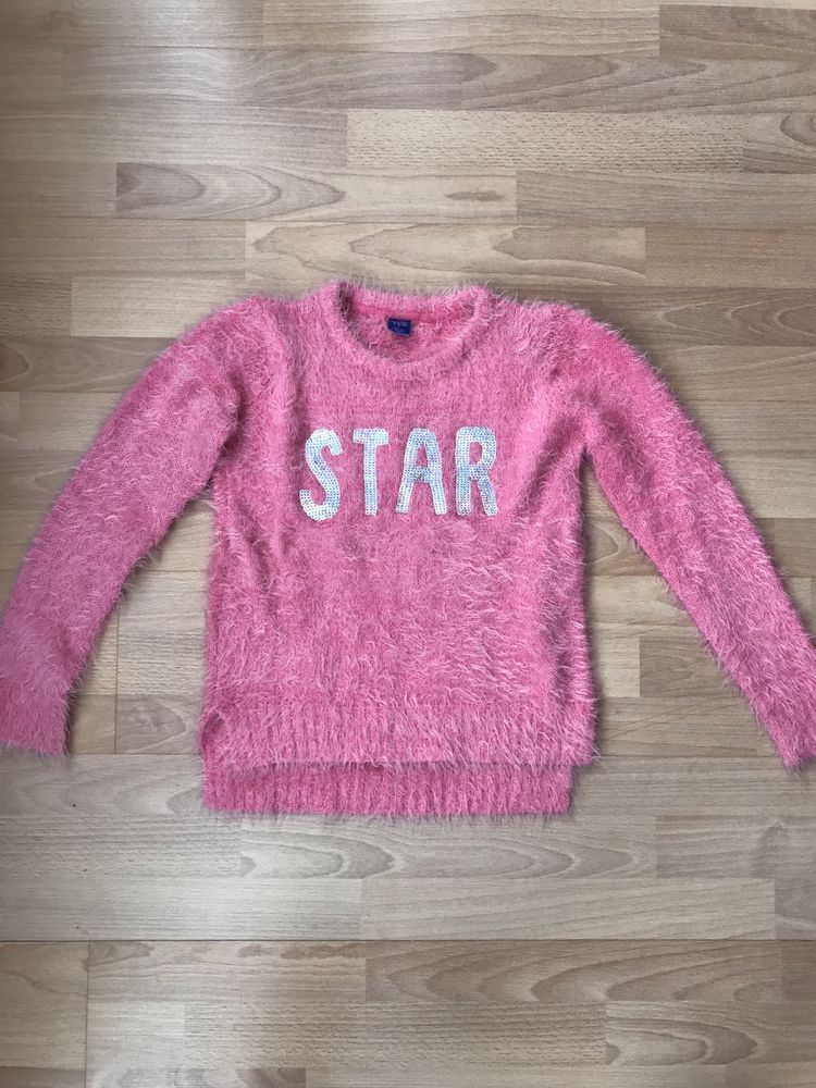 Sweter dla dziewczynki angora włochaty miś cekiny 134
