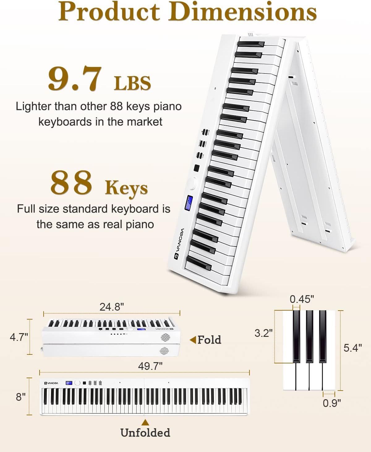 Vangoa 88 Klawiszowa Elektroniczna Klawiatura Pianina Składana