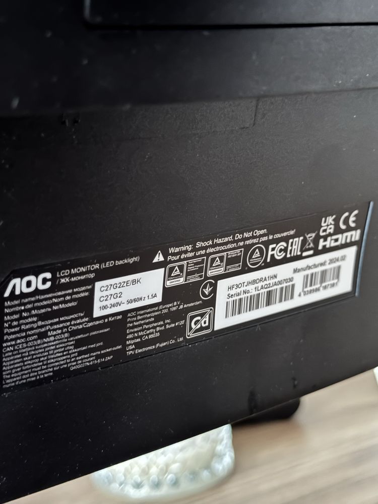 Monitor AOC C27G2ZE 27 cali 240Hz