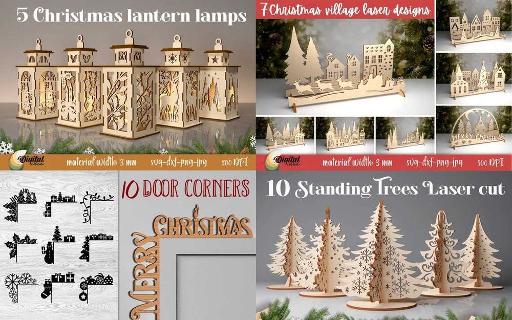 306 Ficheiros decorações de natal para máquinas a laser ,CNC, mdf