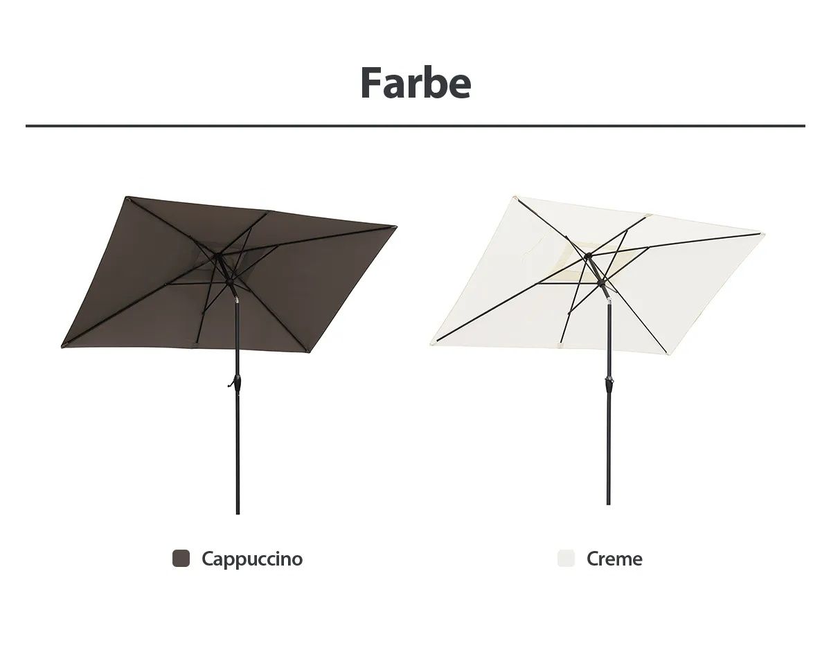 Aluminiowy parasol Sekey 300x200cm kolor cappuccino i kremowy