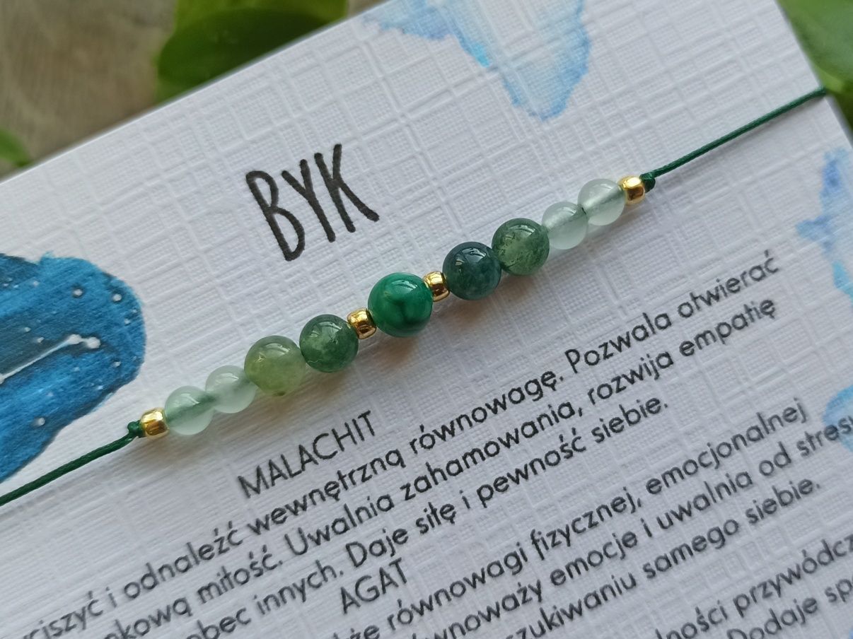 Byk bransoletka na szczęście, kamienie amulet