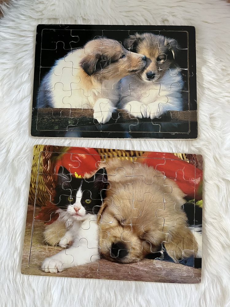 Drewniane puzzle z psami kotami
