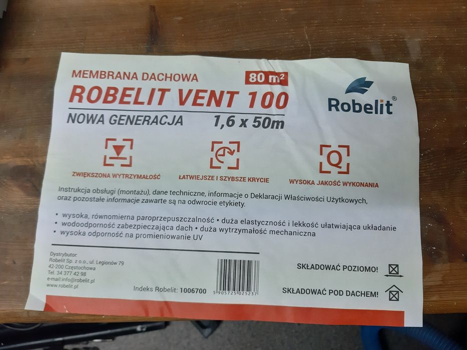 Membrana dachowa Robelit Vent 100g 40mb 64m2