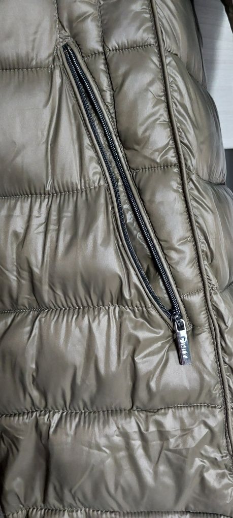 Kurtka zimowa pikowana  plaszczyk DKNY L khaki