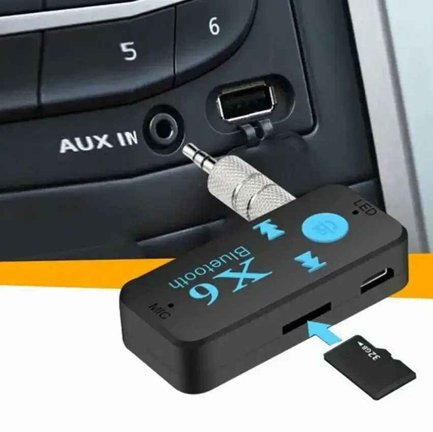 Bluetooth ресивер X6 модулятор 3.5мм AUX. карта памяти