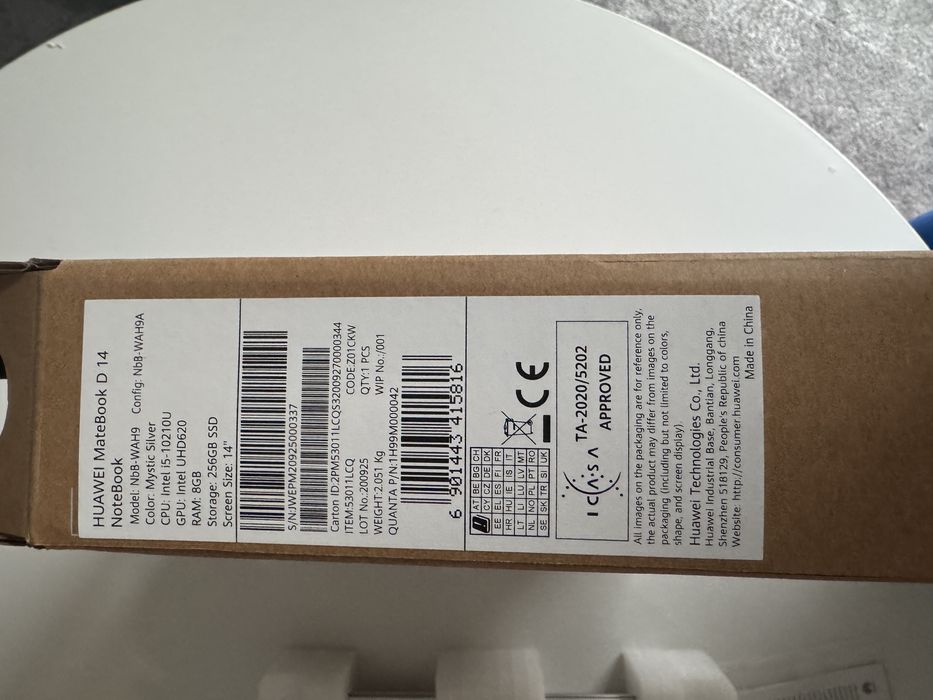 LAPTOP HUAWEI MateBook D14 NoteBook Intel i5-10210U 8GB RAM 256GB