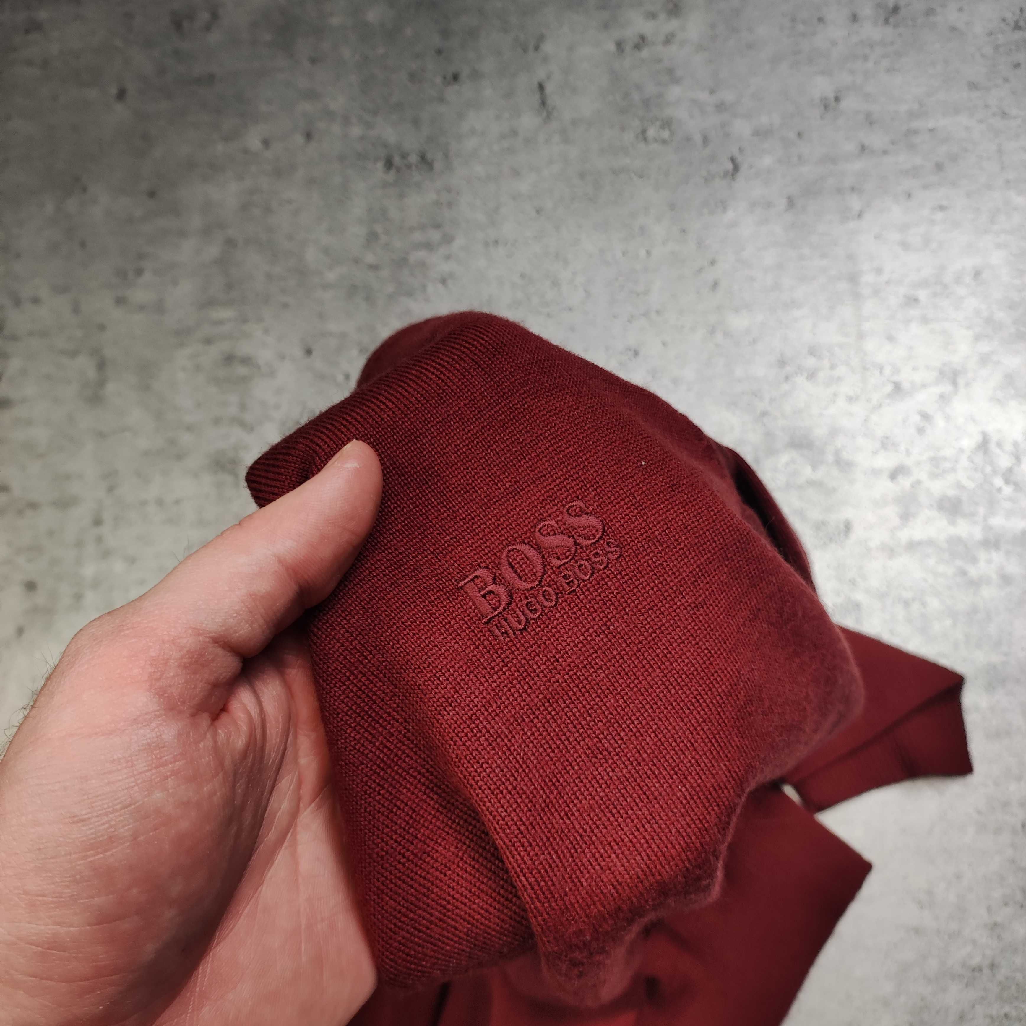 MĘSKI PREMIUM Rudo Brązowy Sweter Elegancki Wełna Merino Hugo Boss