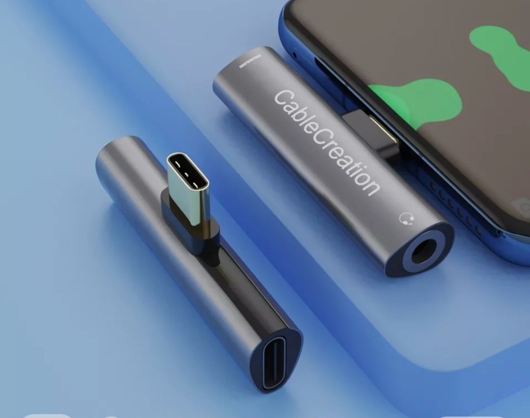 Conector duplo para telemóveis 1 entrada usb-c