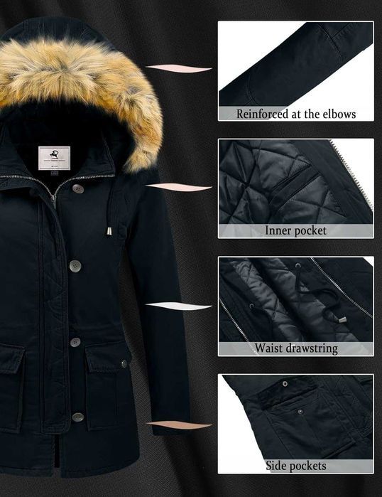 Nowa kurtka damska / parka zimowa / płaszcz granatowy "L" !2277!