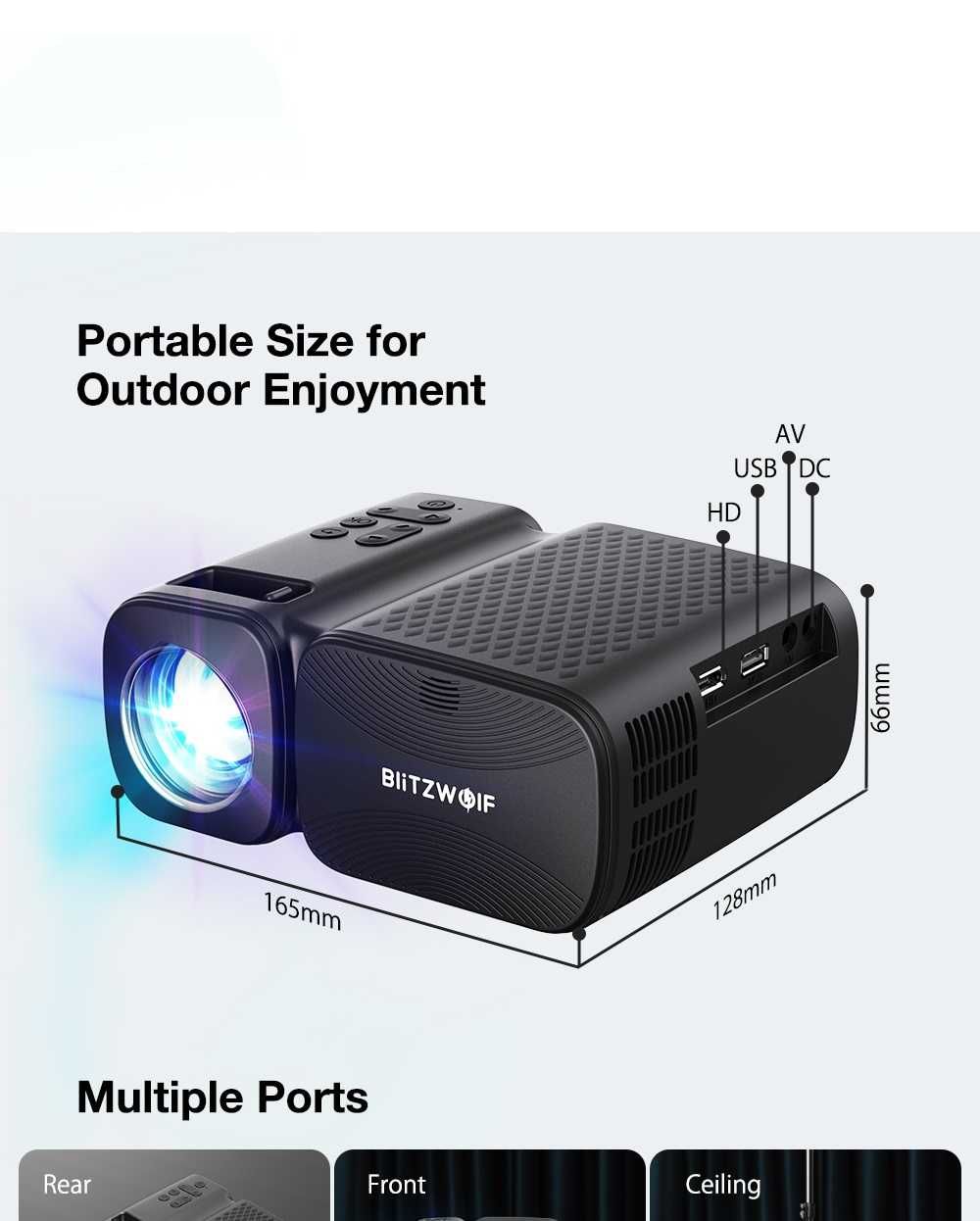 Mini Projetor Blitzwolf 5G / WiFi Mirror / 4000 Lumens / 1080p (NOVO)