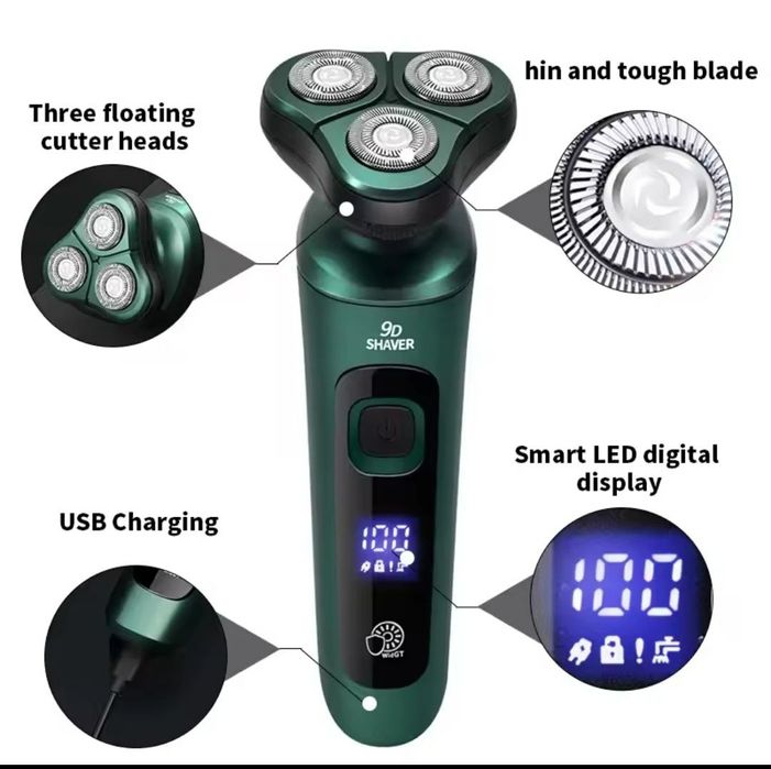 Бритва триммер  9D Shaver 4 в 1 для стрижки волос и бороды с LCD экран