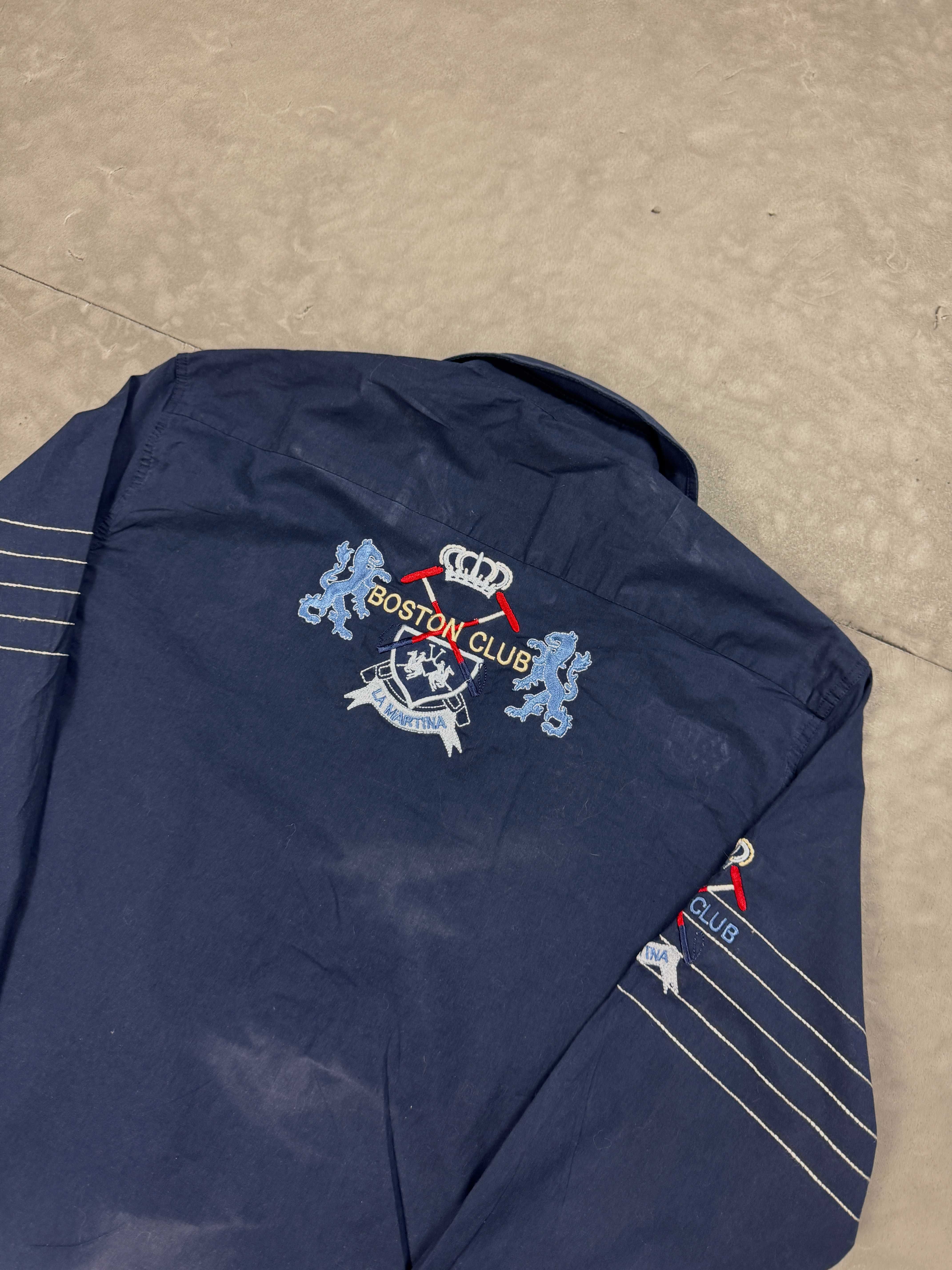 La Martina navy koszula z haftami y2k (L/XL) streetwear retro 90s