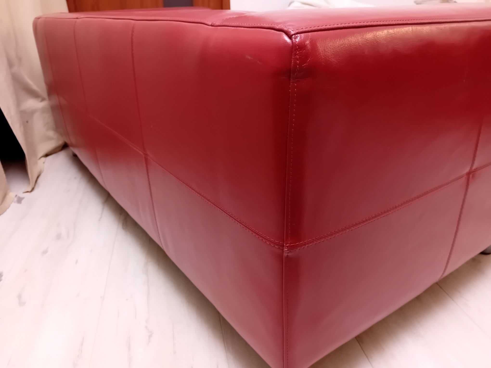 Sofa Ikea Klippan skóra naturalna czerwona + 4 pokrowce (trzy kolory)
