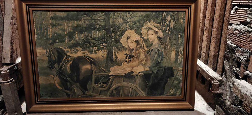 OBRAZ Wojciech Kossak reprodukcja PORTRET CÓREK ARTYSTY Dwie siostry