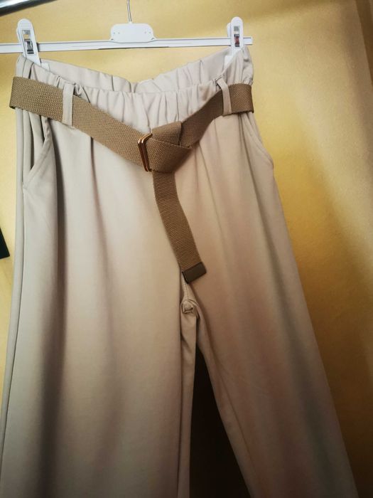 Spodnie długie z szerokimi nogawkami ala szwedy wygodne z paskiem