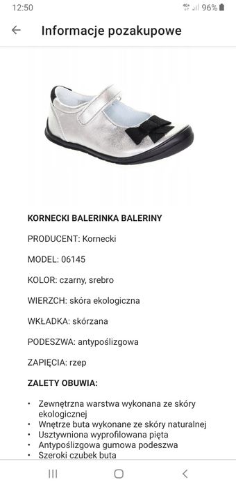 Półbuty baleriny Kornecki r 27