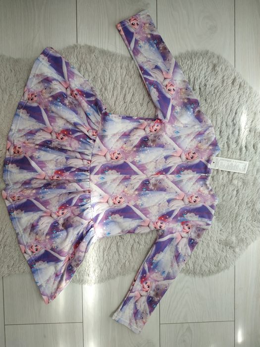Nowa sukienka na długi rękaw/fiolet/Elsa/Kraina Lodu/handmade/r.92/98