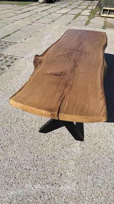 Stół dębowy, monolit z naturalną krawędzią 276x90