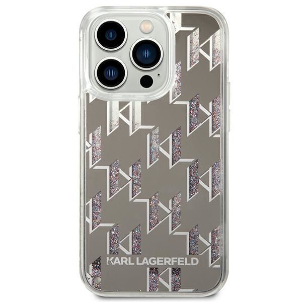 Karl Lagerfeld Monogram Liquid Glitter - Etui Iphone 14 Pro (Srebrny)