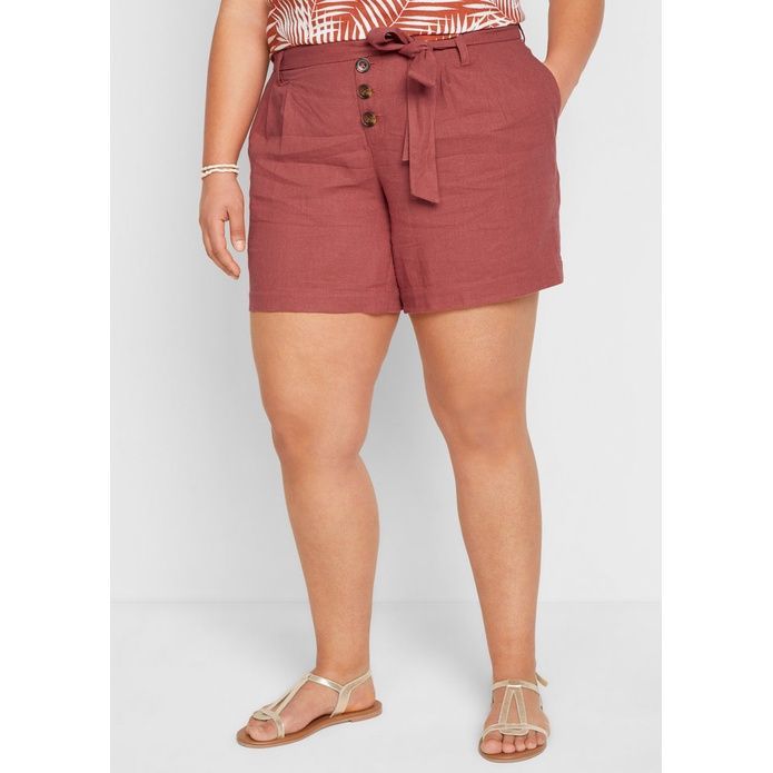 lniane spodenki shorty z ozdobnym wiązaniem 46-48