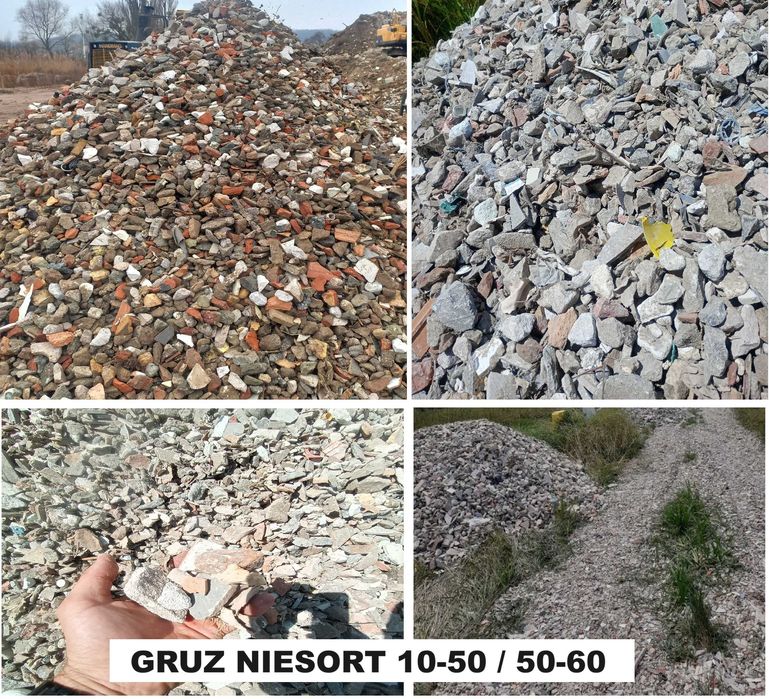 Podbudowa,Gruz betonowy,Tłuczeń,Beton,Ziemia,Piaski,Kamień Ozdobny