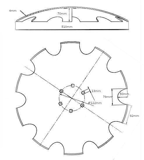 TALERZ UZĘBIONY, ZĘBATY OFAS 510 mm, 51 cm, 6 otw brona talerzowa