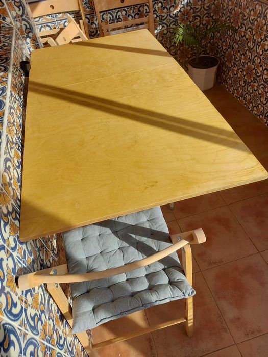Mesa abas rebatível bétula pernas metálicas