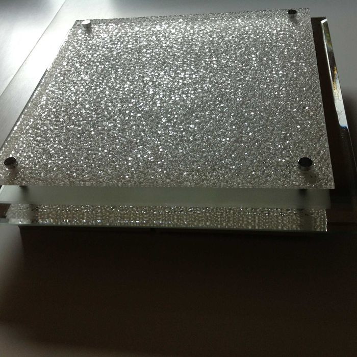 Plafon kinkiet lustro i szkło z kryształowym efektem