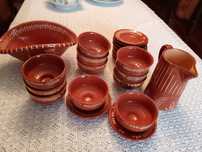 Conjunto de tigelas, pote e caneca barro